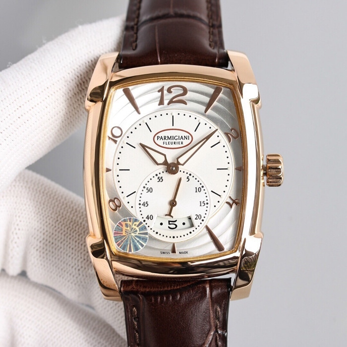 Top Super Clone Parmigiani Men's Gold Plate KALPA Series Automatic Mechanical Belt Watch with Taiwan F5 Cal. PF331