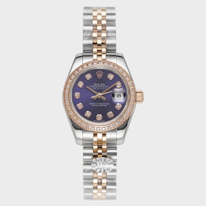 Rolex Women's Blue Dial Logotype Steel Strap Watch – New Color Arrival with Oyster Case Quality