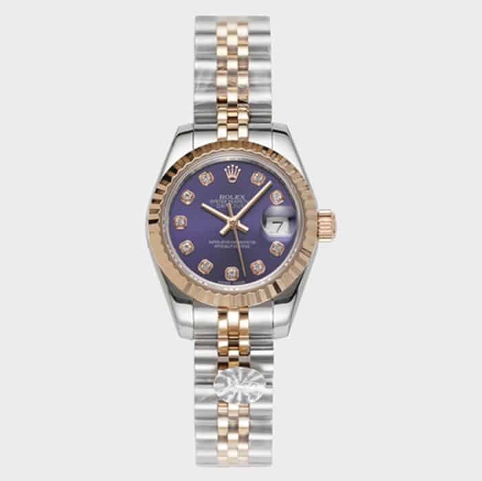 Rolex Rolex Women's Blue Dial Logotype Watch – 316L Stainless Steel Strap with Robust Elegance