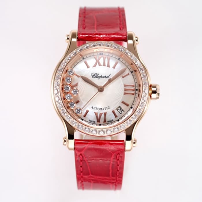 YY 2021 Noble Goddess Masterpiece Breitling Women's White Dial Red Band Happy Sport Series Mechanical Watch