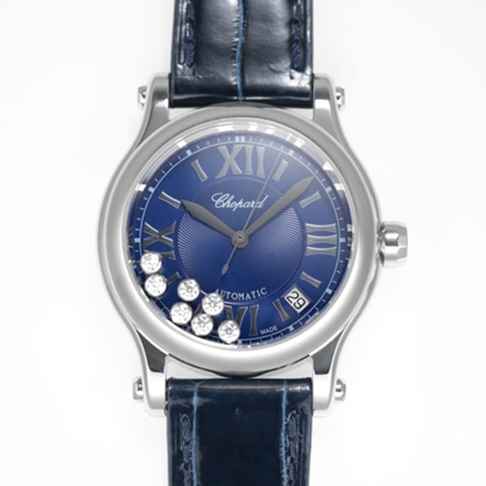 Top High CollectWatches Chopard Chopard Women's Blue Plate Blue Strap Happy Diamonds Collection with Exclusive Customized 2892-2 Movement
