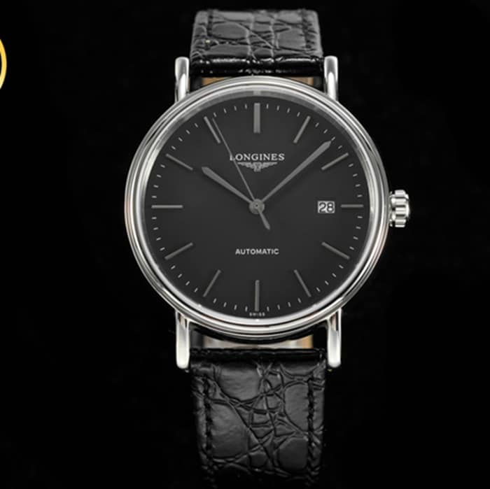 top-tier Collectwatch Longines men's black dial black belt magnificent series watch front view