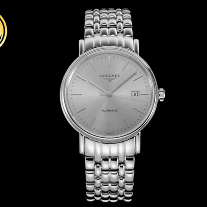 Super Clone Longines Presence Series 40mm Men's Gray Dial Steel Strap Watch