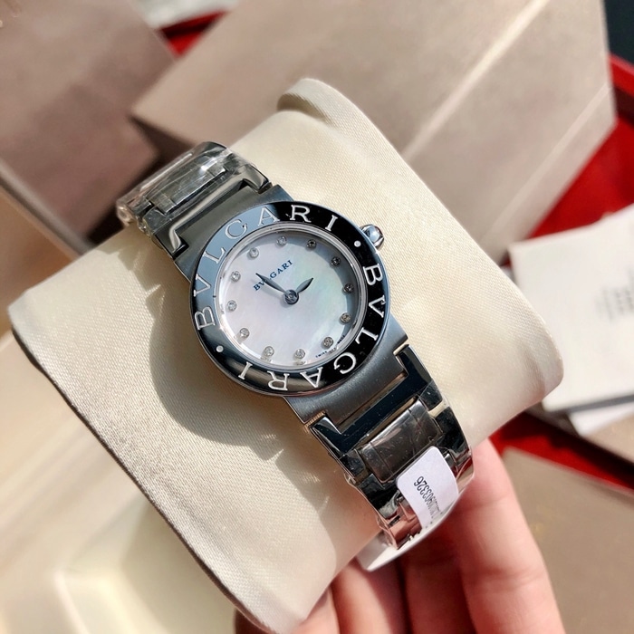 Top Bvlgari CollectWatch for Women with White Dial, Steel Strap and 9-Section Detail