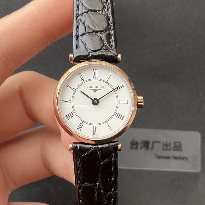 Élégante Longines La Grande Classique Montre de couple ultra-mince Cadran blanc Bracelet noir Montre à quartz SEO Réécriture