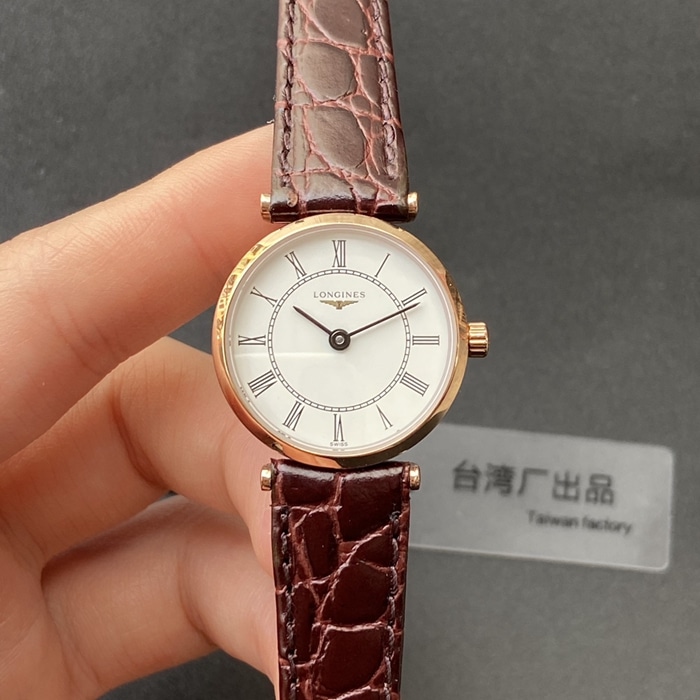 Longines La Grande Classique de Longines Ultra-Thin Quartz Replica Watch, White Dial Brown Belt, Super Clone Quality