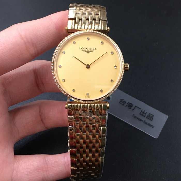 Longines Couple Pair Gold Plate Gold Strap La Grande Classique Ultra-Thin Quartz Super Clone Wristwatch