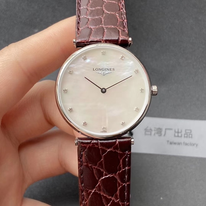 Longines La Grande Classique Couple Watches Ultra-Thin White Dial Brown Leather Strap Elegant Replica