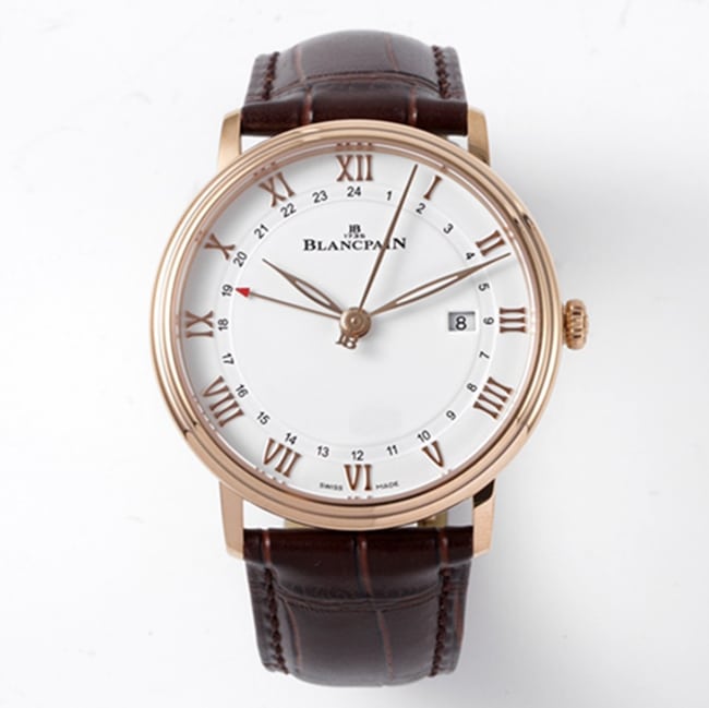 Blancpain 6662-1127 Classic Series Men’s Clean White Dial Watch with Brown Leather Strap