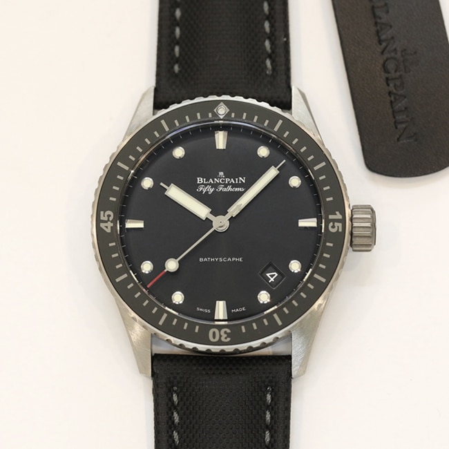 Blancpain Fifty Seek Series GF 43mm Satin-Brushed Titanium Men’s Black Dial Black Strap Automatic Mechanical Wristwatch