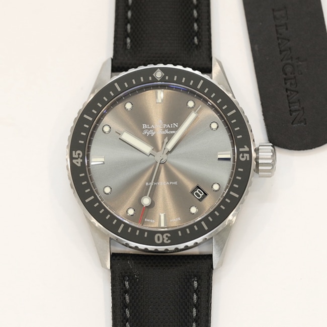 GF Blancpain Men's Gray Dial Fifty Seekers Watch, Satin-Brushed Steel Case with Nylon Strap New Release
