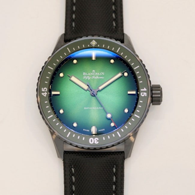 GF Blancpain Fifty Seekers Aurora Green Dial Nylon Strap Limited Edition Watch