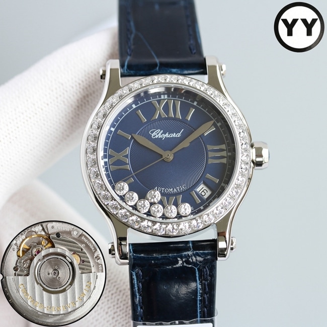 Top CollectWatches Chopard Women’s Blue Dial Blue Strap Happy Diamonds Series Automatic Watch with Exclusive Customized 2892-2 Movement