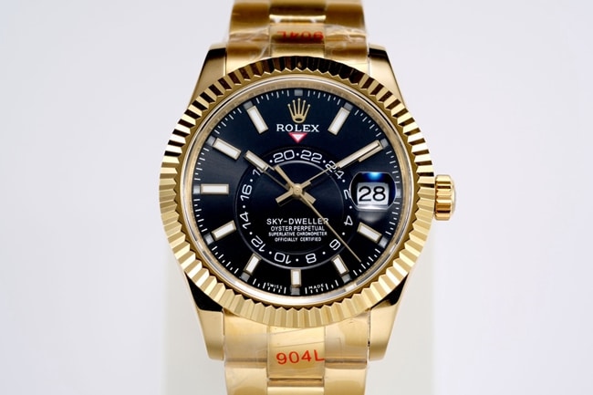 Top Super Clone Rolex Men’s Black-and-Gold Steel Voyager Series Mechanical Watch, 42MM Oyster Steel Case with Scratch-Resistant Sapphire Crystal