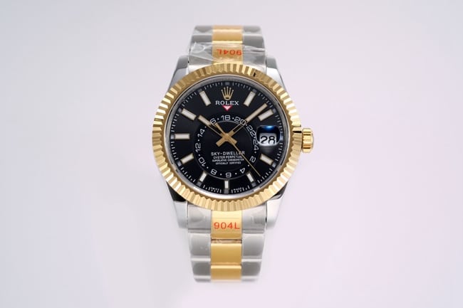 Top CollectRolex Men's Black Plate and Gold Strap Voyager Automatic Mechanical Watch