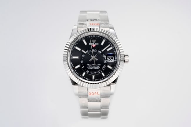 Top-Grade Rolex Men’s Black Dial Steel Bracelet Sky-Dweller 42MM Automatic Mechanical Watch with Sapphire Crystal and Ring Command Bezel