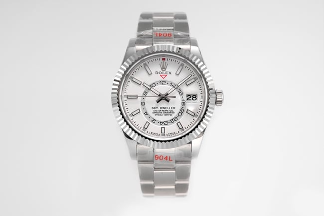 Top CollectRolex Men’s White Dial Stainless Steel 42MM Vertical Navigator Series Automatic Mechanical Watch