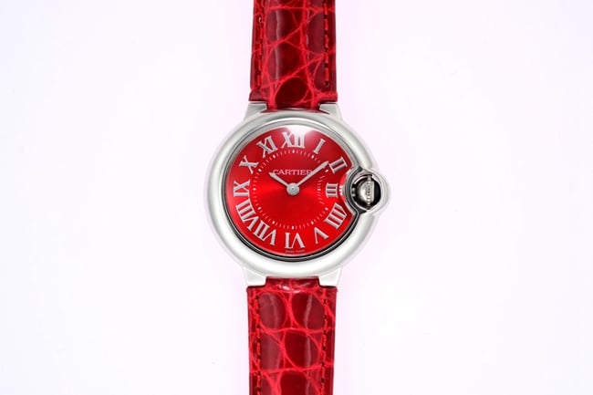 Top Super Clone Cartier Women's Red Dial and Red Strap BallonBleu KDY Quartz Watch