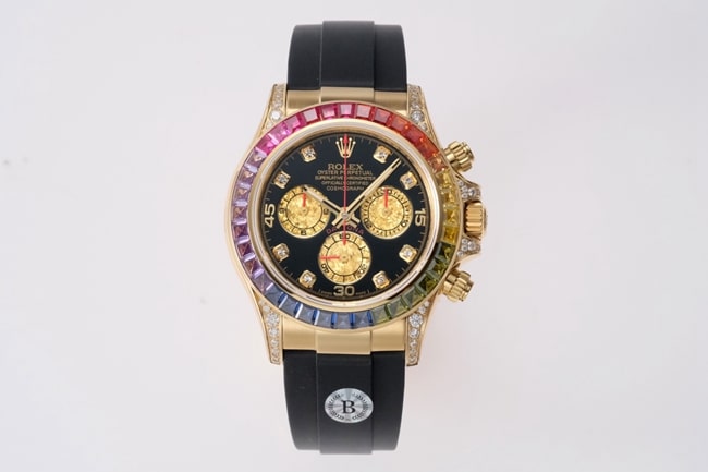 Top CollectRolex Men's Black Plate Rubber Strap New Daytona Automatic Mechanical Watch