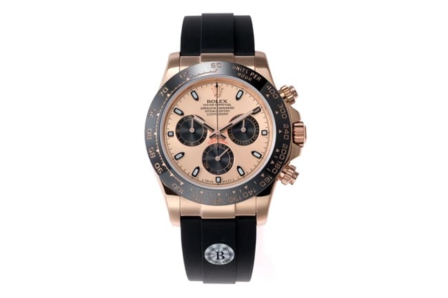 Top Super Clone Rolex Men's Brown Dial Rubber Strap Cosmograph Daytona Chronograph Mechanical Watch