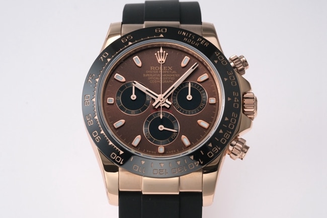 Rolex Cosmograph Daytona Men’s Automatic Watch, Brown Dial, Rubber Strap, 904L Steel Case, Top Clone Quality