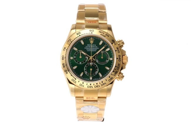 Top Super Clone Rolex Men’s Green Dial Gold Strap Cosmograph Daytona Mechanical Watch, Imported 904L Steel Chronograph