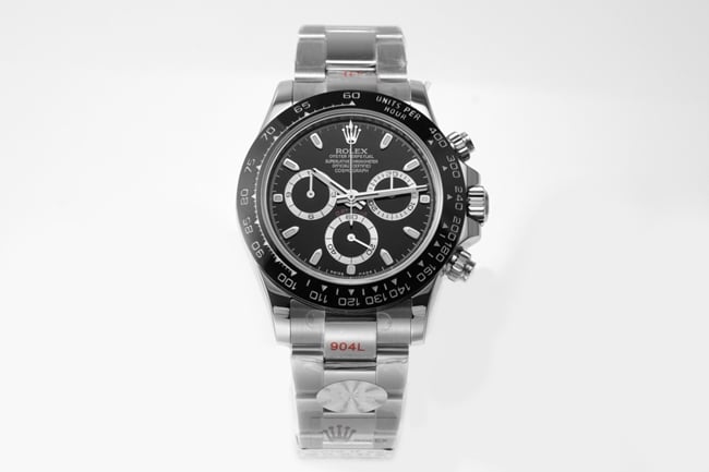 Top Super Clone Rolex Men's Black Dial 904L Steel Strap Cosmograph Daytona Chronograph Mechanical Watch