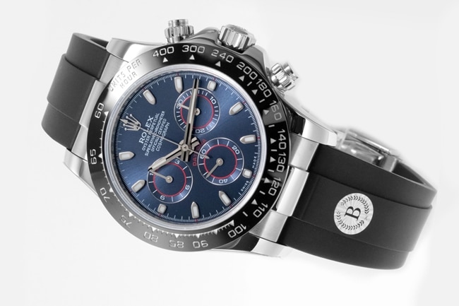 top-tier CollectRolex men's blue dialrubber strap Cosmograph Daytona automatic movement watch side view