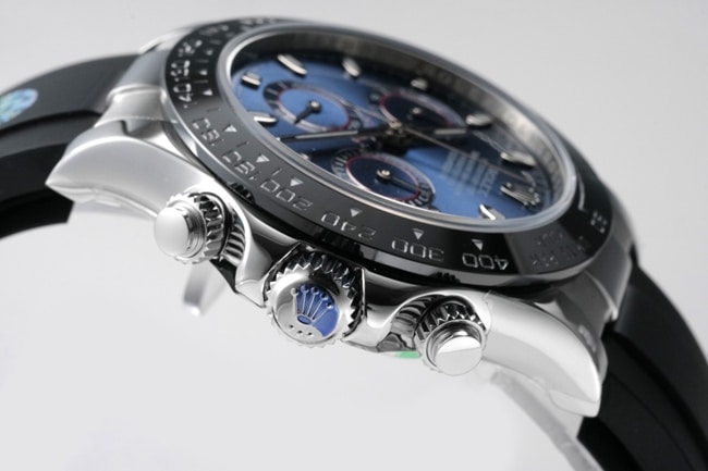 top-tier CollectRolex men's blue dialrubber strap Cosmograph Daytona automatic movement watch side view