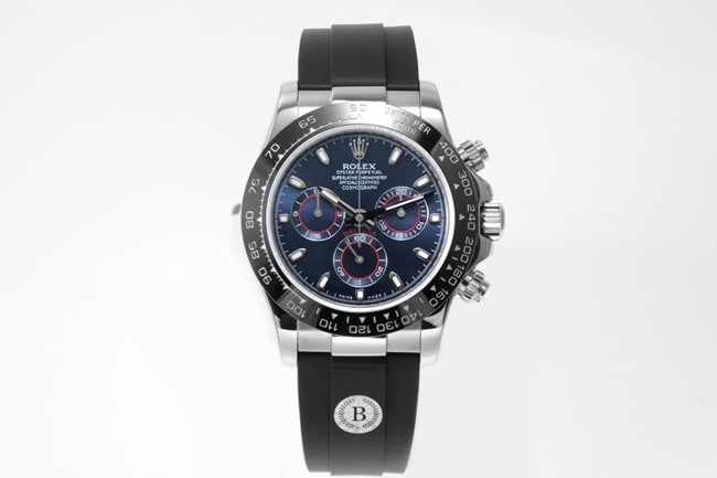 Top CollectRolex Men’s Blue Dial Rubber Strap Cosmograph Daytona Automatic Mechanical Watch with 904L Steel and Full Chronograph Function