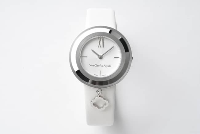 Van Cleef & Arpels Charms Gold Women’s Quartz Watch with White Lacquered Dial and Guilloché Radiating Surface