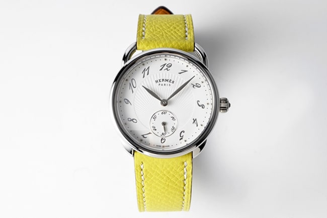 Top CollectHermès Arceau Women’s Classic Quartz Belt Watch, White Dial Yellow Leather Strap 34mm 34mm