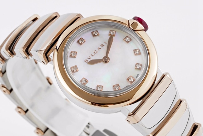 Premium CollectBvlgari Women's White Dial 18K Rose Gold Strap LVCEA Series Quartz Watch | BV Factory Top Version