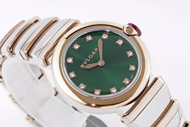 Premium Bvlgari LVCEA Green Dial Women’s Quartz Watch with Brilliant-Cut Diamonds and Steel Strap