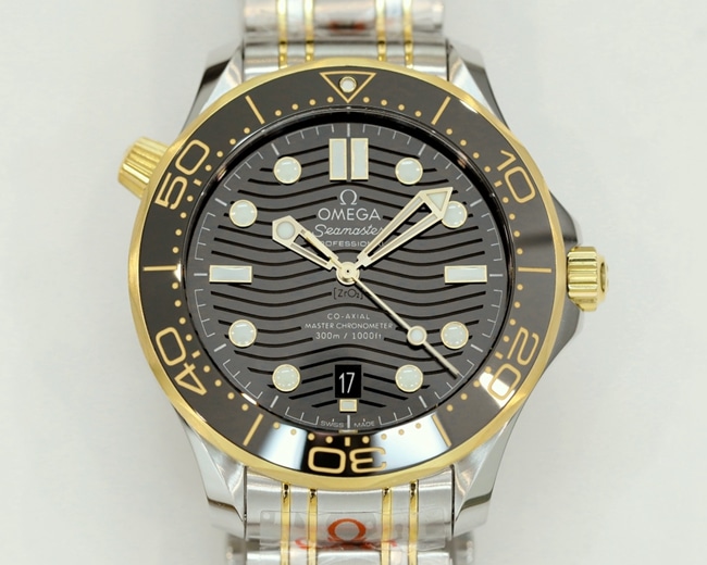 Omega Seamaster 300M Black Ceramic Bezel Steel Mechanical Watch with Wave-Pattern Dial