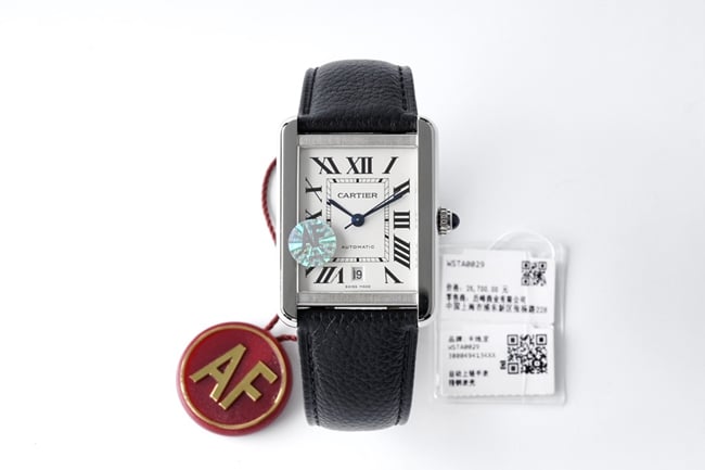 AF Factory Top Super Clone Cartier Men’s White Dial Black Strap Tank Series Automatic Mechanical Watch – 316L Stainless Steel Case