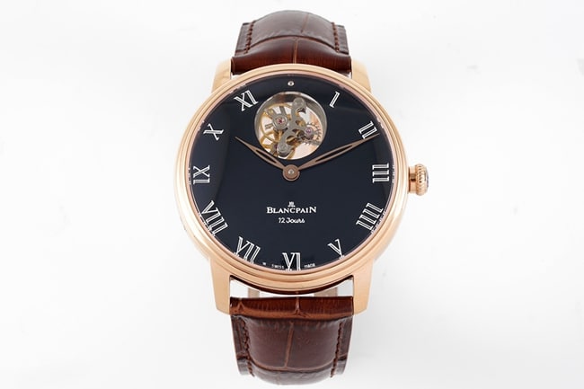 Top CollectJBF Blancpain Men’s Classic Full-Series Black Dial Brown Leather Strap Tourbillon Mechanical Watch V3 Edition with Sapphire Crystal