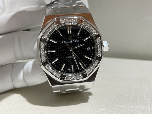 Top-quality Audemars Piguet super clone watches for men, black plate steel band mechanical timepieces