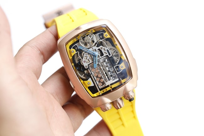 Bugatti Veyron Jacob & Co Super Clone Men’s Mechanical Tourbillon Watch Black Dial Yellow Rubber Strap
