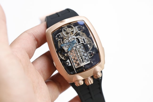 Premium Large Factory Bugatti Veyron CollectMen’s Watch, Black Dial Black Rubber Strap Mechanical Czech Leopard Tourbillon