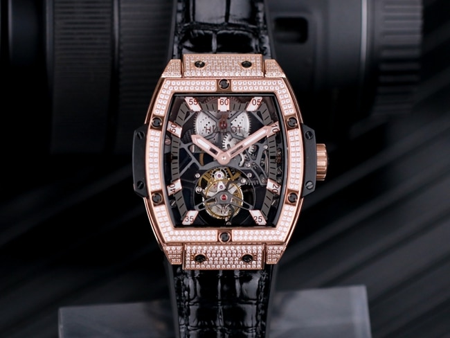 Hublot Men's Black Dial Black Strap MASTERPIECE Series 906 Tourbillon Mechanical Watch with HUB 9006 Manual Winding Movement