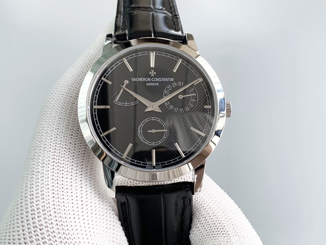 TWS Factory Vacheron Constantin Vacheron Constantin Super Clone Men’s Mechanical Watch, Round Black Dial, Black Strap, Mechanical Belt-Transmission Series, Stepped Round Case