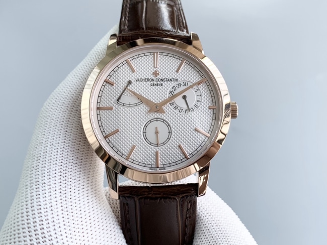 Premium Vacheron Constantin TWS factory Collectmen's mechanical timepiece, white dial brown leather strap, slim elegant Heritage Collection watch
