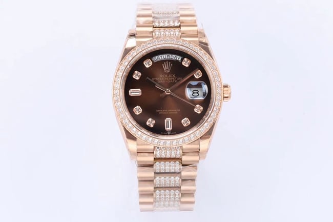 Rolex Rolex EW Rolex Day-Date 36 mostrador marrom 18 quilates pulseira de ouro relógio mecânico automático 2020 réplica superior masculina