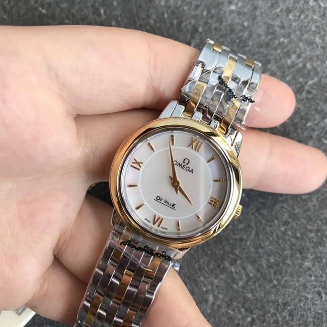 Omega DK Factory Butterfly Super Clone feminino pulseira de aço dourado relógio de quartzo com mostrador branco - Cal.1376 Movimento Desafio Perfeição