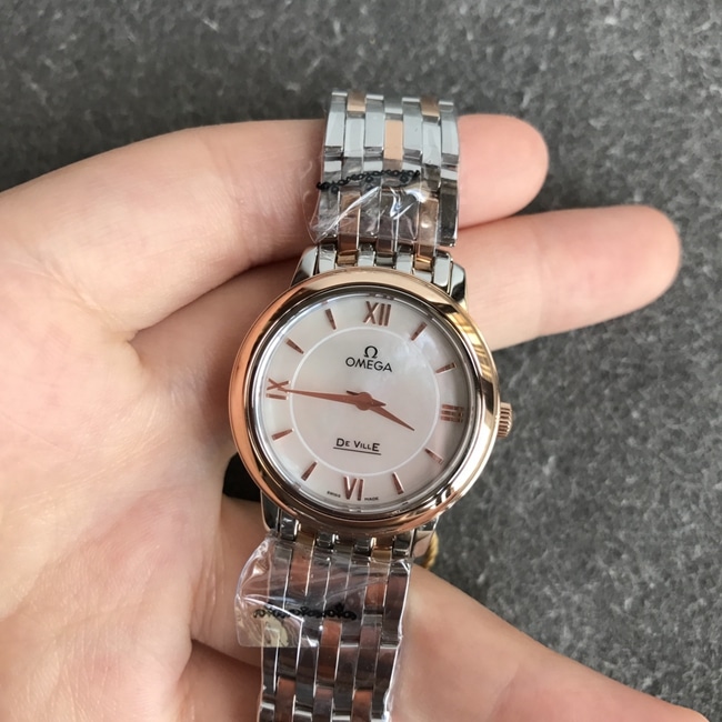 DK Omega Butterfly Ladies’ Watch with White Dial, Gold Steel Bracelet and Natural Genuine Diamonds
