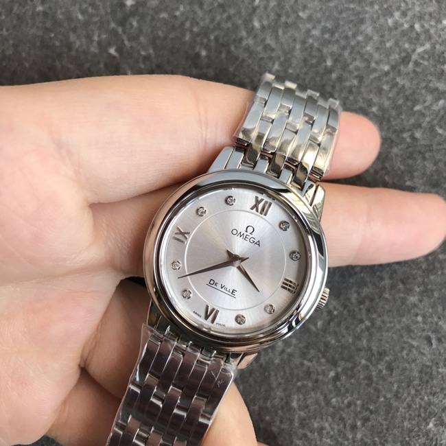 DK Factory Omega Omega Montre à quartz pour femme avec cadran blanc et bracelet en acier série Die Fei avec diamants naturels authentiques et mouvement Cal.1376