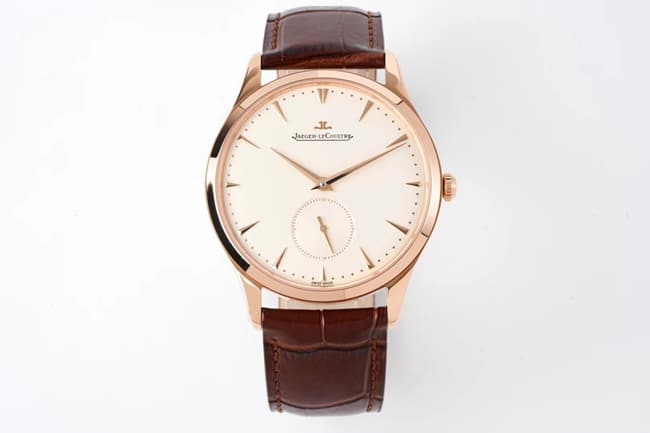 ZF Jaeger-LeCoultre Replica Master Ultra Thin Men’s White Dial Brown Leather Strap Small Seconds Quartz Watch with Slim Silhouette and Exceptional Details