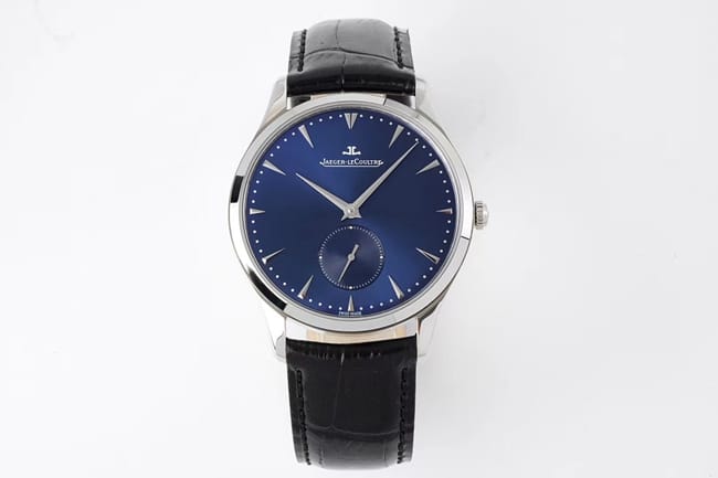 ZF Jaeger-LeCoultre Master Collection Ultra-Thin Quartz Men’s Blue Dial Watch with Matching Leather Strap and Subsidiary Seconds