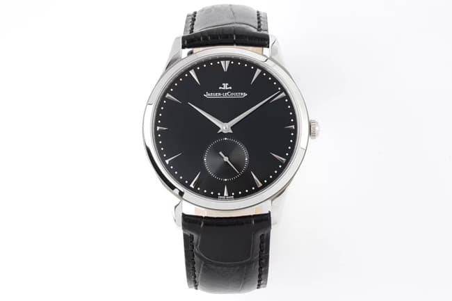 ZF Jaeger-LeCoultre Master Ultra Thin Small Seconds Replica Watch for Men, Black Dial, Black Strap, Slim Belt-Style Mechanical Master Series